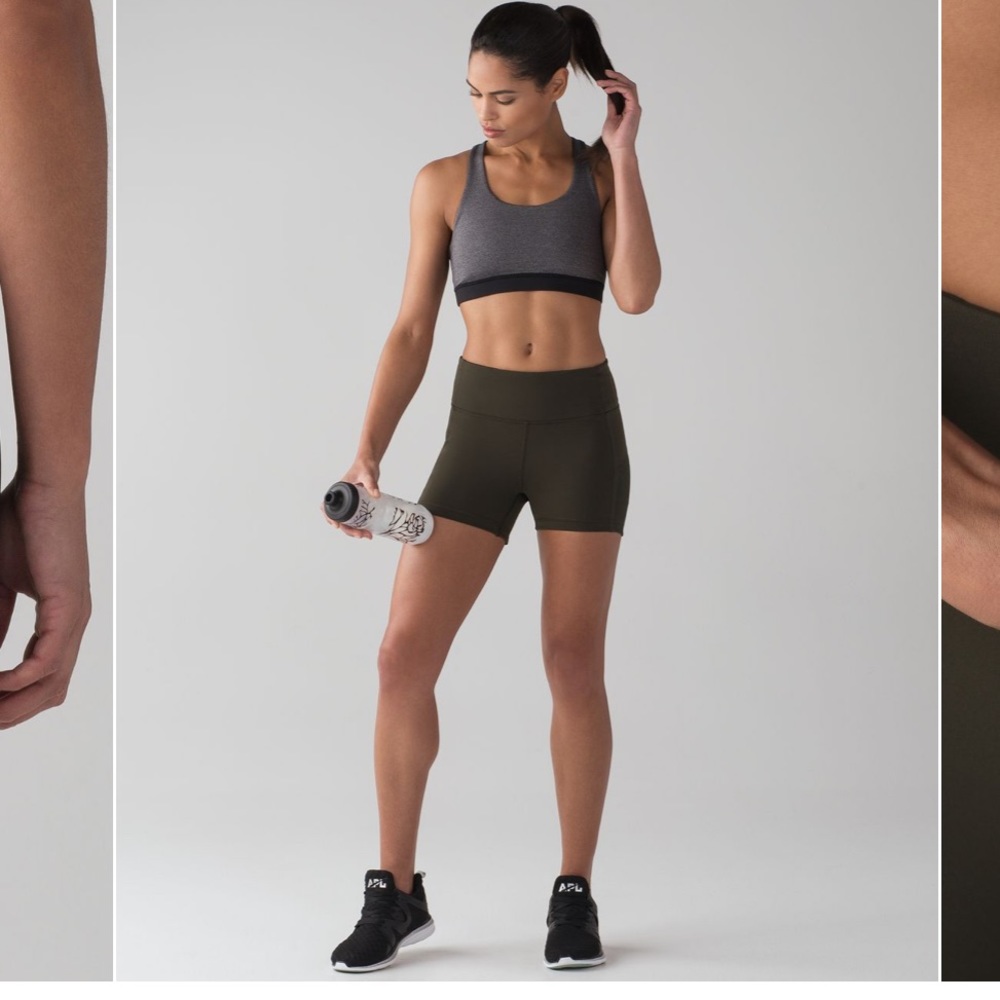 Lululemon Smooth Stride Hot Short Dark Olive sz 8 Style Number: W7ACLS